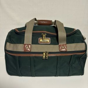 Vtg  Skyway Lg Dark Olive Green Canvas & Leather Travel Duffel Bag luggage…